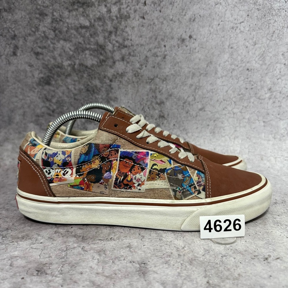 Vans Old Skool Disney Scrapbook Sneakers Women 10.5 Men 9 Brown Leather Collage